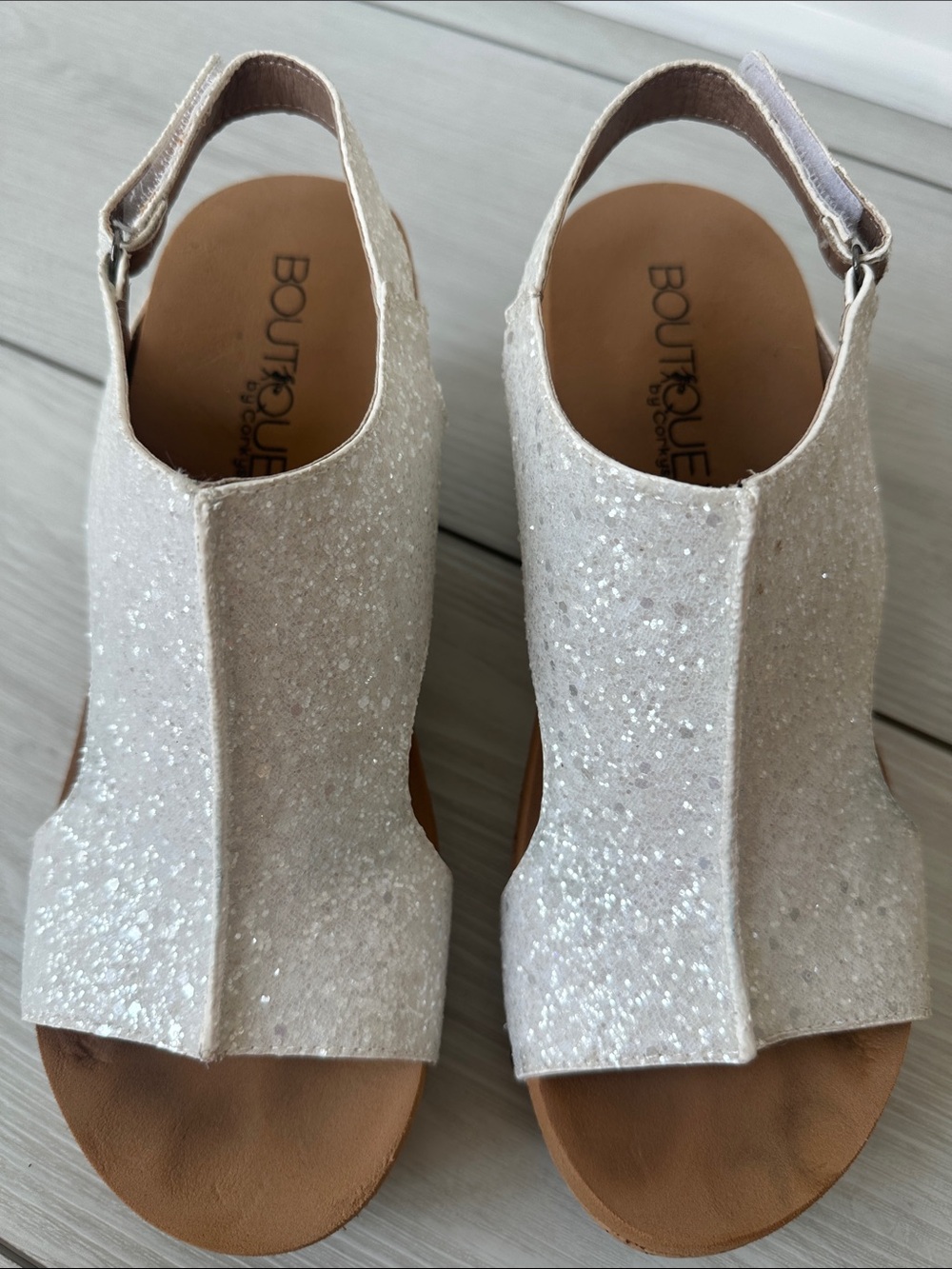 Boutique by Corkys Glitter white Slingback Sandals